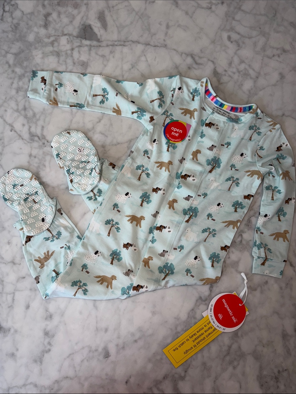 NWT Magnetic Me Modal Light Blue Dog Footie 12/18M